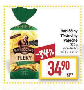 Billa Babiččiny těstoviny vaječné nabídka