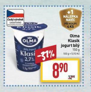 Billa Olma klasik jogurt nabídka