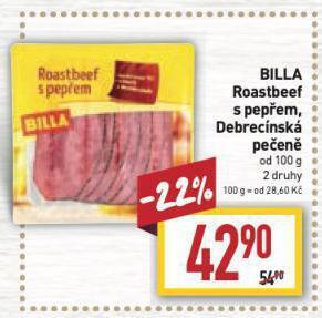Billa Roastbeef s pepřem nabídka