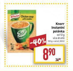 Billa Knorr instantní polévka nabídka