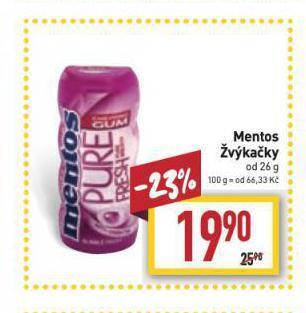 Billa Mentos žvýkačky nabídka