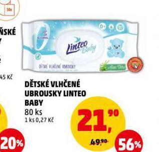 Penny Market Linteo baby dětské vlhčené ubrousky nabídka