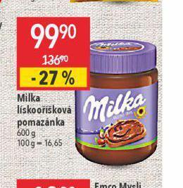 Globus Milka lískooříšková pomazánka nabídka