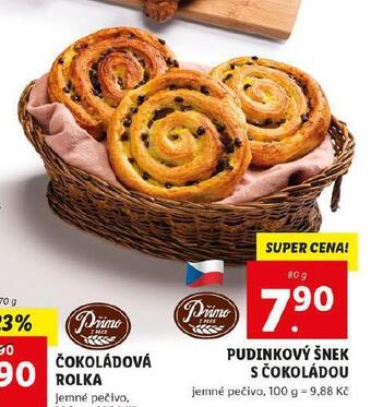 Lidl Pudinkový šnek s čokoládou nabídka
