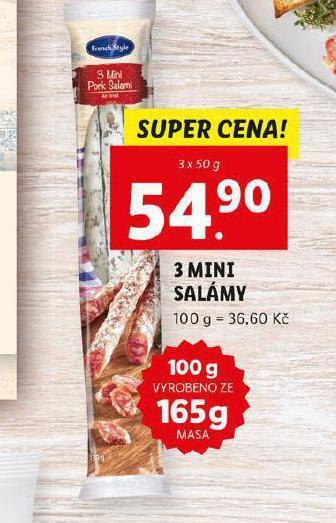 Lidl 3 mini salámy nabídka