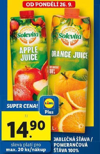 Lidl Pomerančová šťáva nabídka