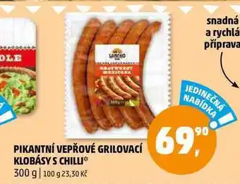 Penny Market Pikantní vepřové grilovací klobásy s chilli, 300 g nabídka