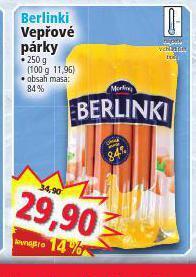 Berlinki vepřové párky