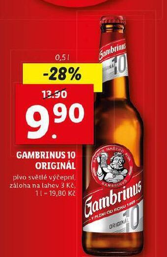 Lidl Pivo gambrinus originál nabídka
