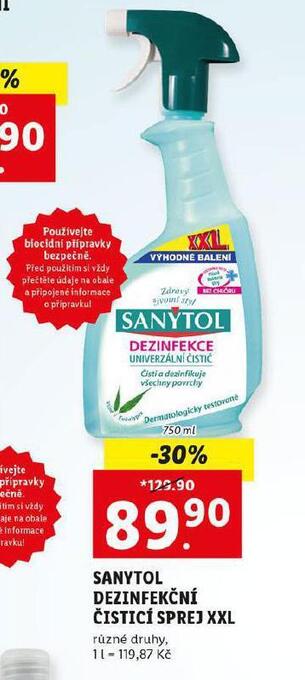 Lidl Sanytol dezinfekční čistící sprej xxl nabídka