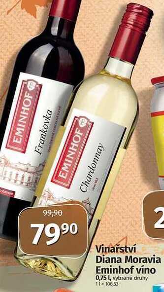 Coop Vinařství diana moravia eminhof víno 0,75l, vybrané druhy nabídka
