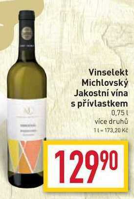 Billa Vinselekt michlovský jakostní vína s přívlastkem 0,75l nabídka