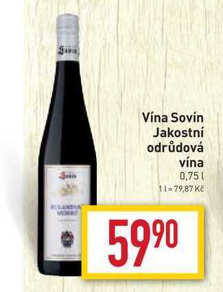 Billa Vína sovín jakostní odrůdová vína 0,75l nabídka