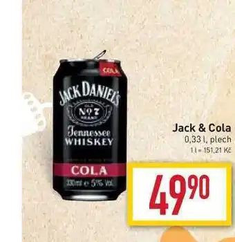 Billa Jack & cola 0,33l, plech nabídka