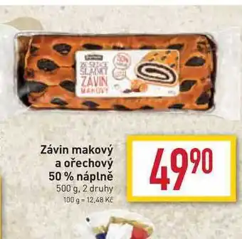 Billa Závin makový 50% náplně 500 g nabídka