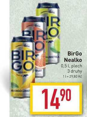 Billa Birgo nealko 0,5 l, plech nabídka