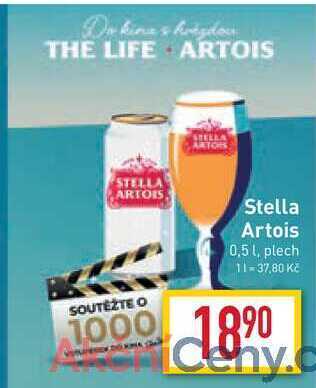 Billa Stella artois 0,5 l, plech nabídka