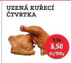 RABBIT řeznictví Uzená kuřecí čtvrtka, 100 g nabídka