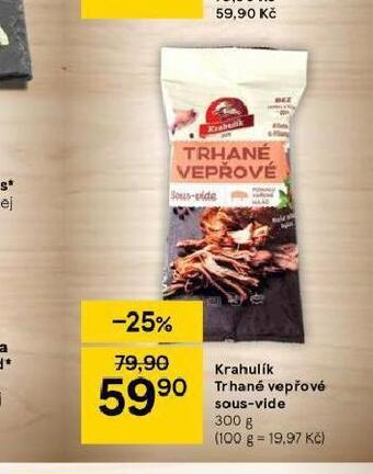 Tesco Krahulík trhané vepřové sous-vide nabídka