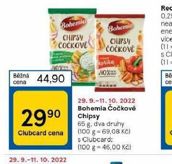 Tesco Bohemia čočkové chipsy nabídka