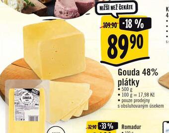 Jip Gouda 48% plátky nabídka