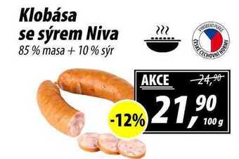 ZEMAN Klobása se sýrem niva 85 % masa +10% sýr, 100 g nabídka
