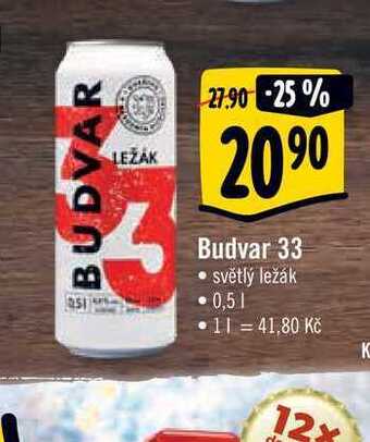 Albert Budvar 33 • světlý ležák • 0,5 l nabídka