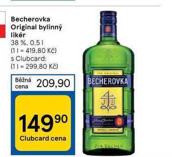 Tesco Becherovka original bylinný likér 38 %, 0,5 1 nabídka