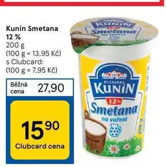 Tesco Kunín smetana 12 % 200 g nabídka