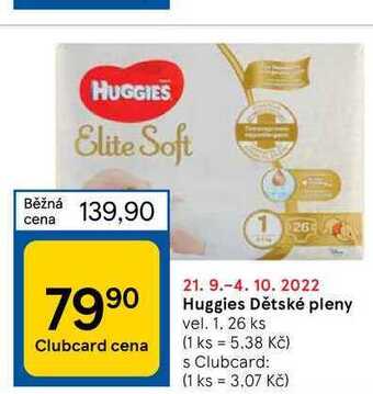 Tesco Huggies dětské pleny vel. 1,26 ks nabídka