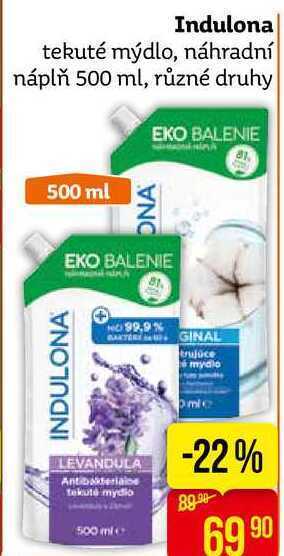 Teta Indulona tekuté mýdlo, náhradní náplň 500 ml, různé druhy nabídka