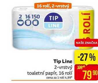 Teta Tip line 2-vrstvý toaletní papír, 16 rolí nabídka