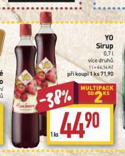 Billa Yo sirup nabídka