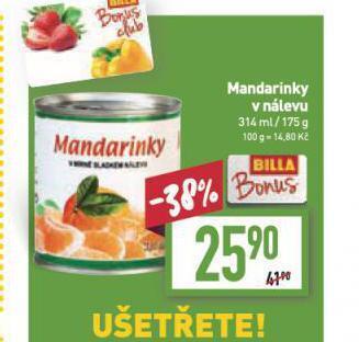 Billa Mandarinky nabídka