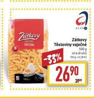 Billa Zátkovy vaječné těstoviny nabídka