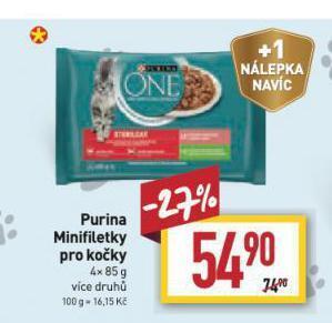 Billa Purina one minifiletky pro kočky nabídka