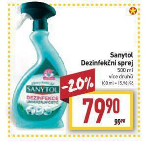 Billa Sanytol dezinfekční sprej nabídka