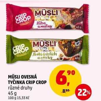 Penny Market Müsli ovesná tyčinka crip crop, 45 g nabídka