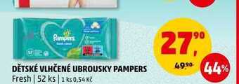 Penny Market Dětské vlhčené ubrousky pampers fresh, 52 ks nabídka