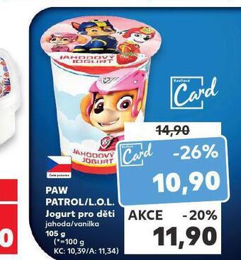 Kaufland Paw patrol / l.o.l. jogurt pro děti nabídka