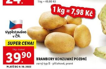 Lidl Brambory konzumní pozdní nabídka