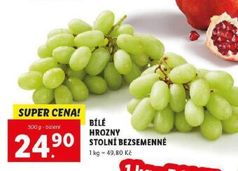 Lidl Bílé hrozny stolní bezsemenné nabídka