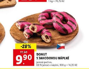 Lidl Donut s jahodovou náplní nabídka