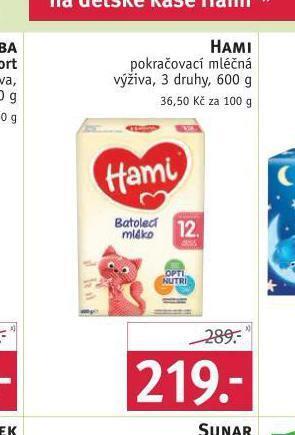Rossmann Hami pokračovací mléčná výživa nabídka
