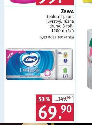 Rossmann Zewa deluxe toaletní papír nabídka