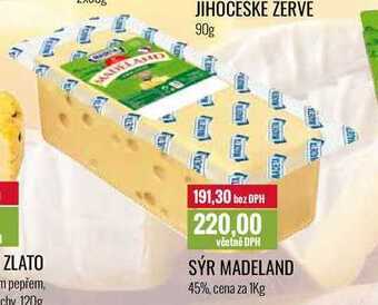 Ratio Sýr madeland 45%, cena za 1kg nabídka