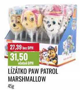 Lízátko paw patrol marshmallow 45g