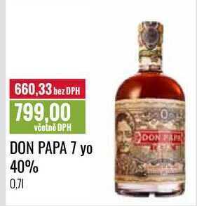 Ratio Don papa 7 yo 40%, 0,7 l nabídka