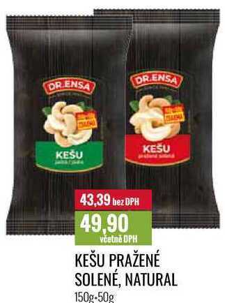 Ratio Kešu pražené solené, natural 150g+50g nabídka