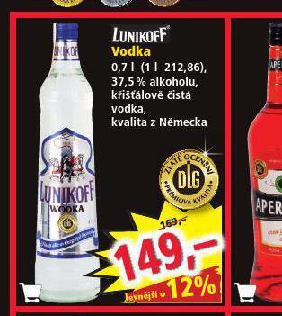 Norma Lunikof vodka nabídka